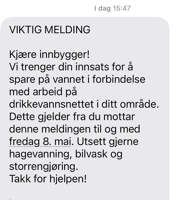 Ber innbyggere på Oslo vest om å redusere vannbruken