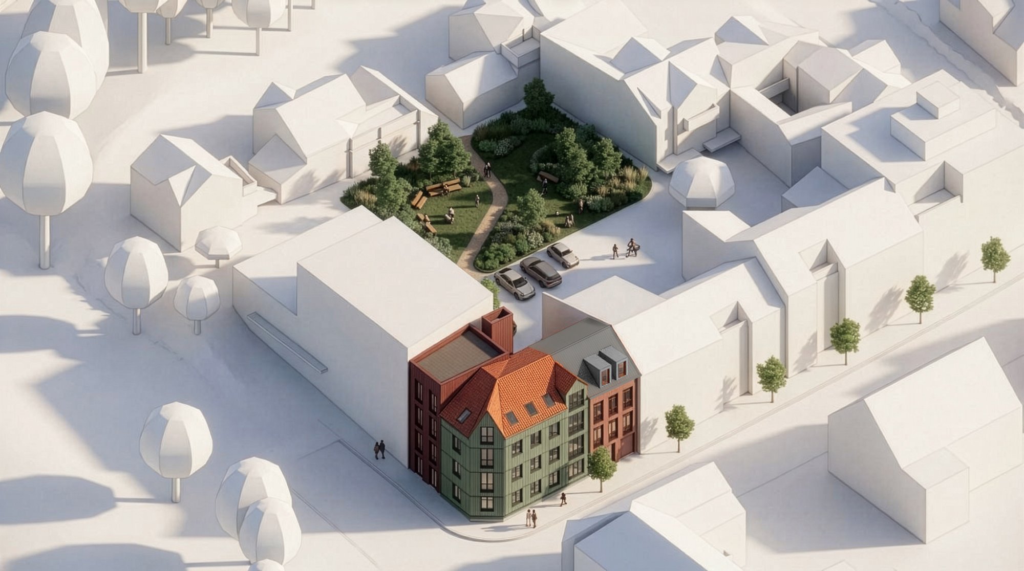 Planlegger leilighetskompleks og kvartalspark i sentrum: – En park vil løfte hele området 