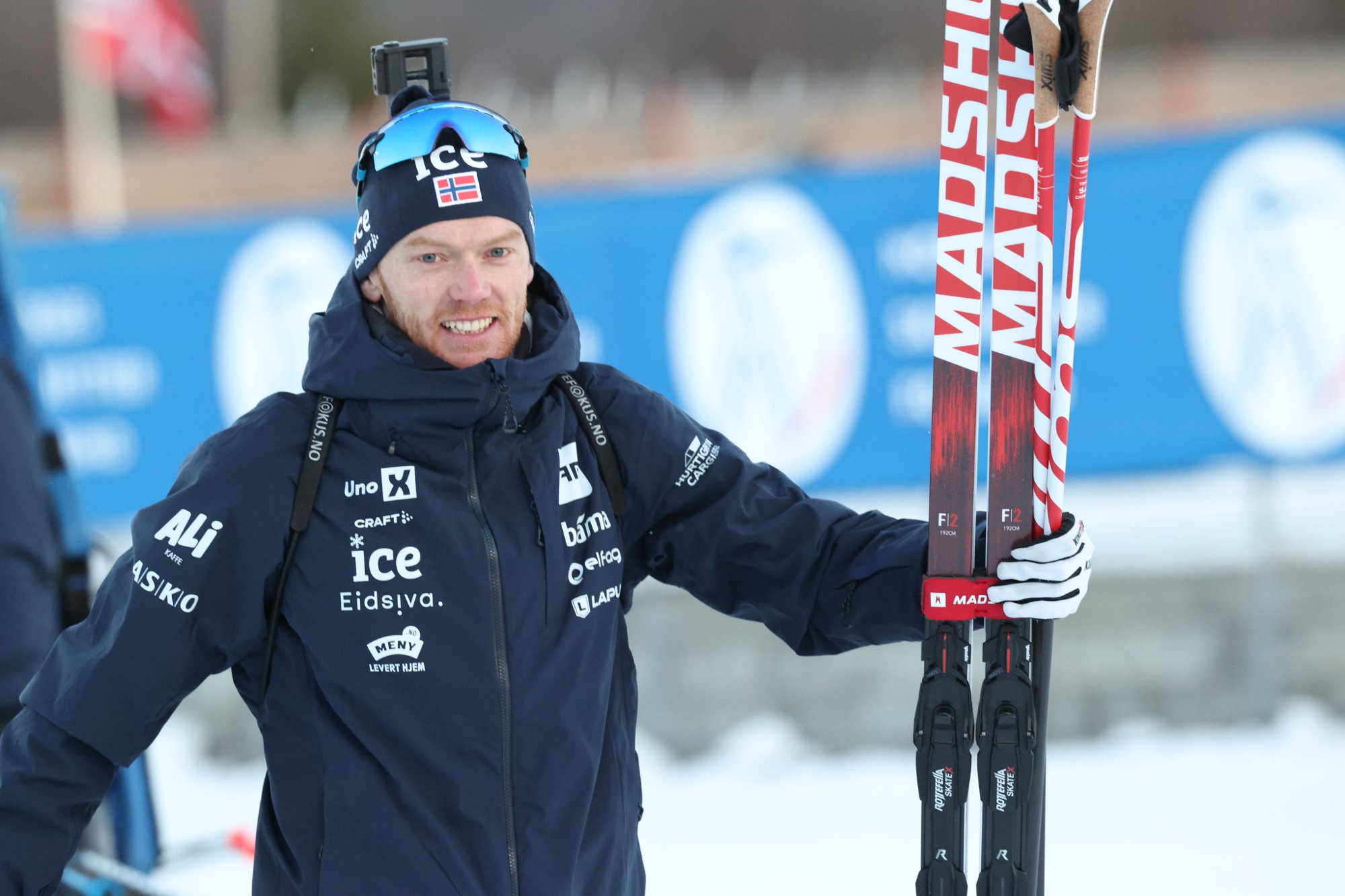 Geilo 20251116. 
Sivert Guttorm Bakken etter fellesstarten under sesongåpningen for skiskytterne på Geilo.
Foto: Geir Olsen / NTB
