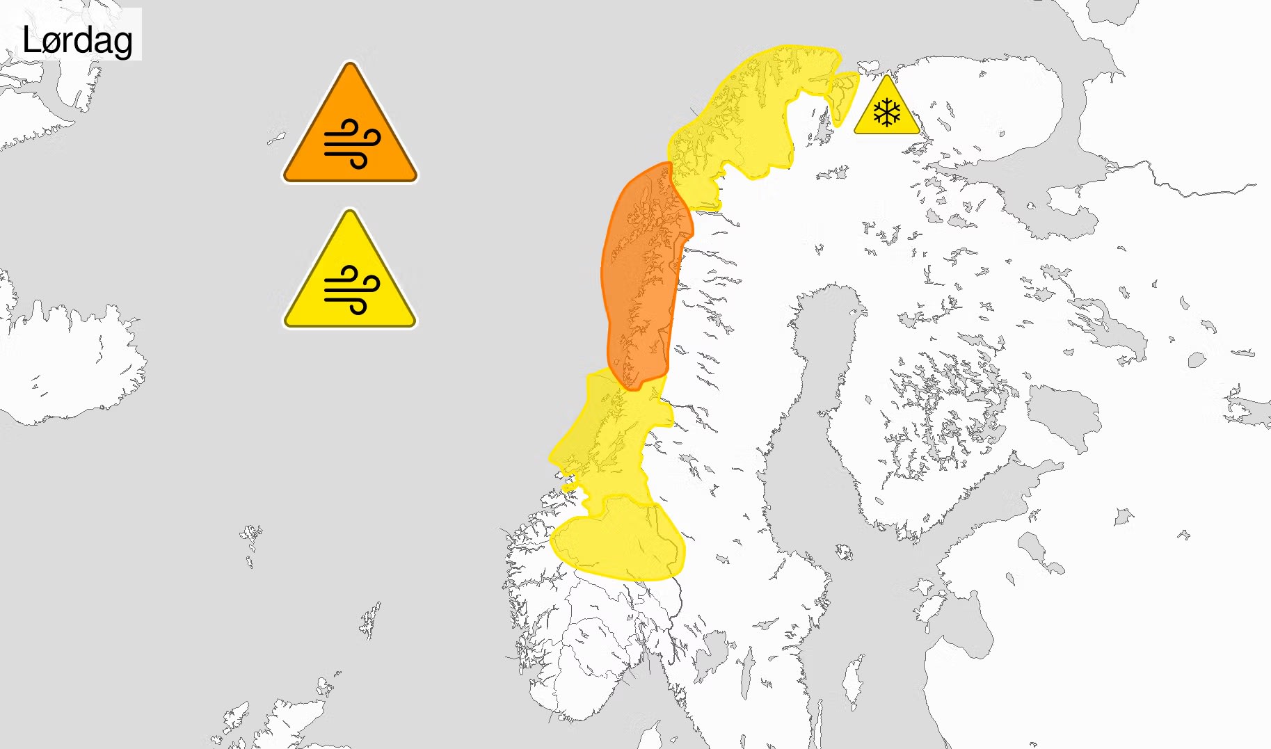 Meteorologisk institutt: «Store deler av landet er nå tapetsert med farevarsel»