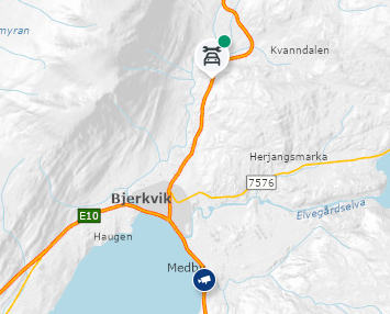 Kjøretøy står fast i Bjerkvik