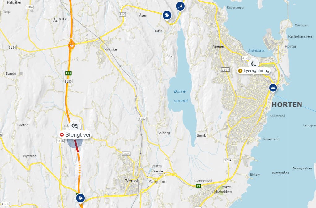 Tunnel stengt etter trafikkulykke på E18 ved Horten