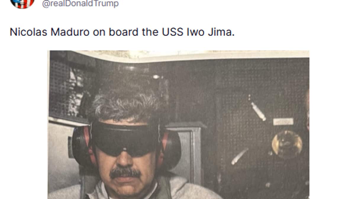 Trump har publisert et bilde som angivelig viser Maduro i fangenskap