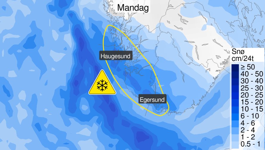 Gult farevarsel: Kan komme opp mot 15 centimeter snø