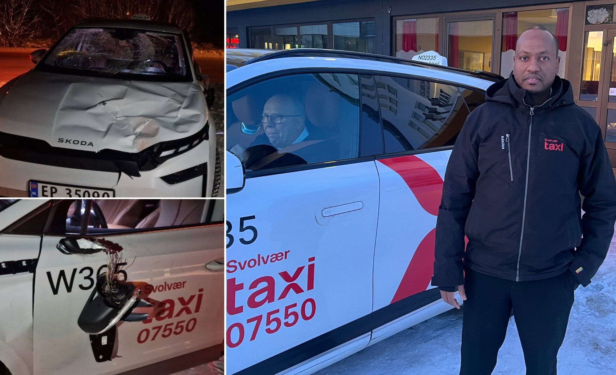 – Jeg fikk sjokk, da elgen hoppet inn i taxien