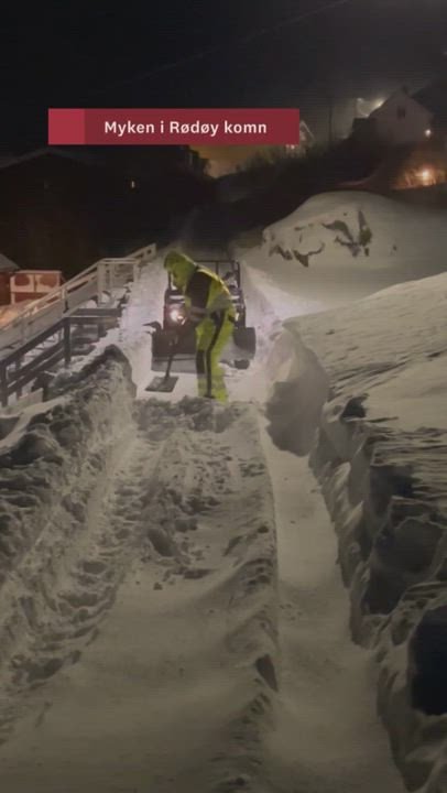 SE VIDEO: Snøkaos på Myken skaper utfordringer