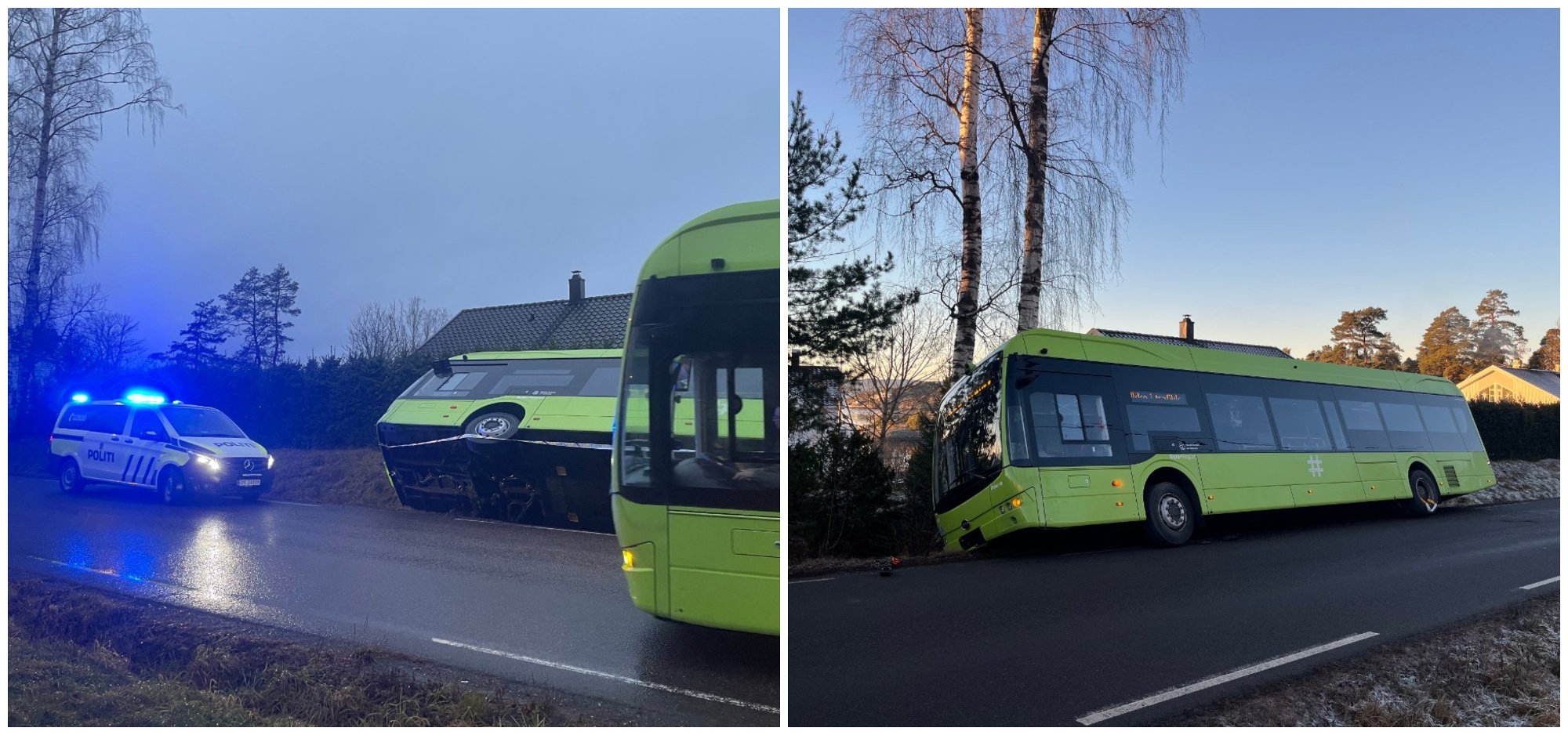 To busser veltet på samme sted: – Fryktelig trist når noe sånt skjer
